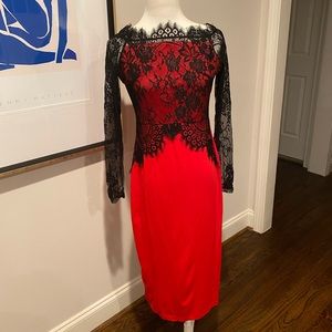Classy Red Eyelash Lace Dress